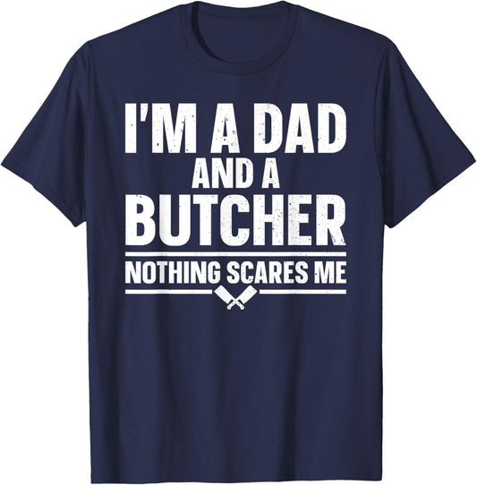 Funny Butcher Design Dad Father Meat Cutter Butcher T-Shirt - T-Shirt | Navy