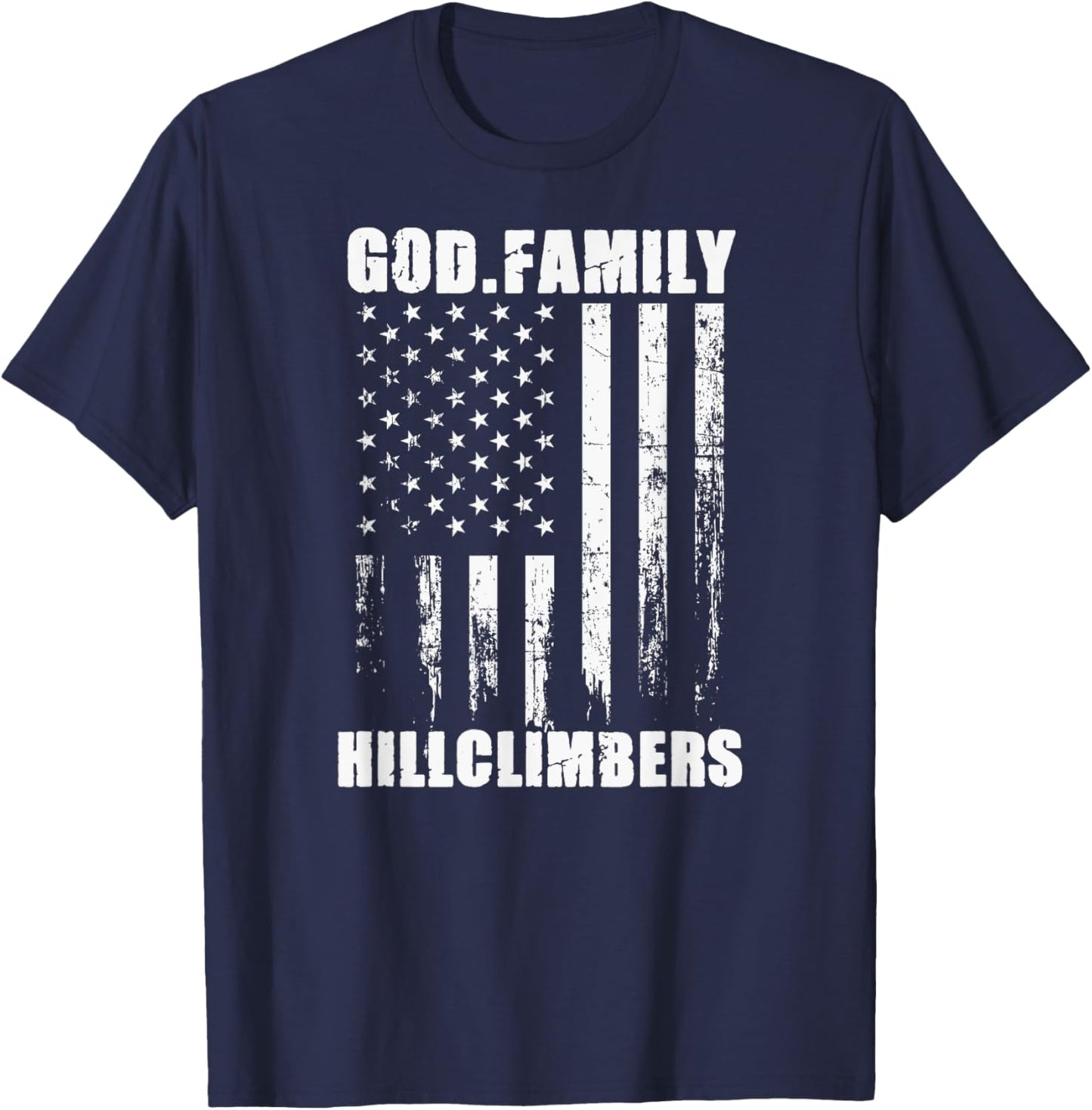 Urbana Hillclimbers God. Family. Vintage USA Flag T-Shirt - T-Shirt | Navy