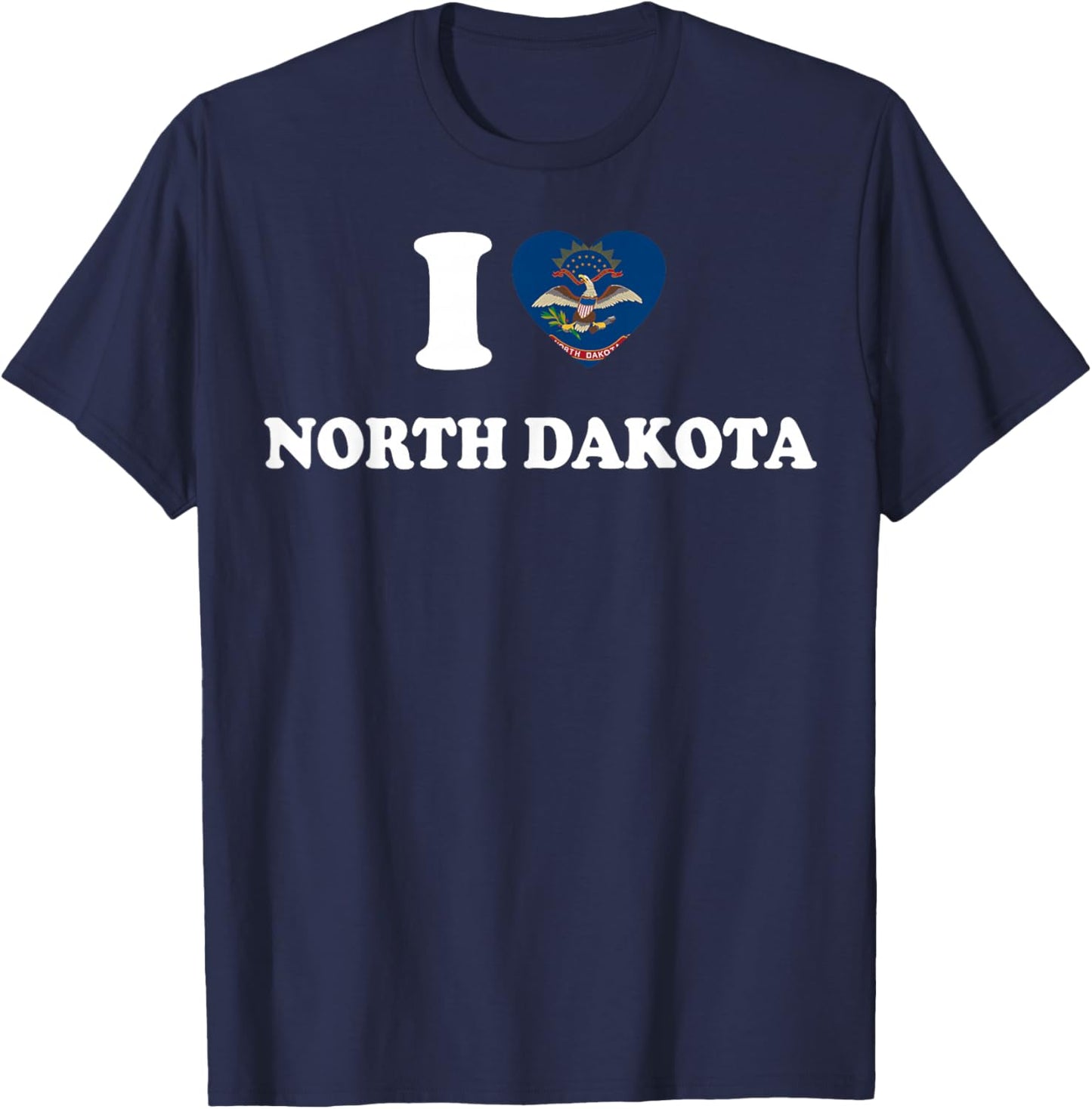 I Love North Dakota Shirt I Heart North Dakota Flag T-Shirt - T-Shirt | Navy