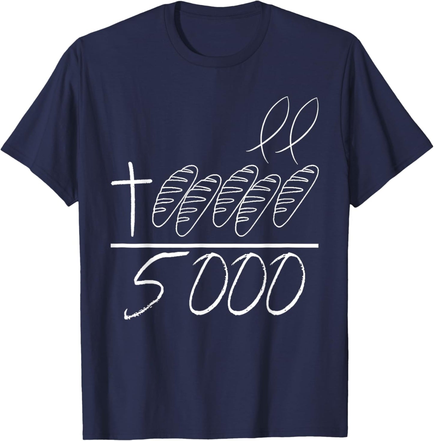 Jesus 2 Fishes 5 Breads 5000 Chosen Against The Current T-Shirt - T-Shirt | Navy