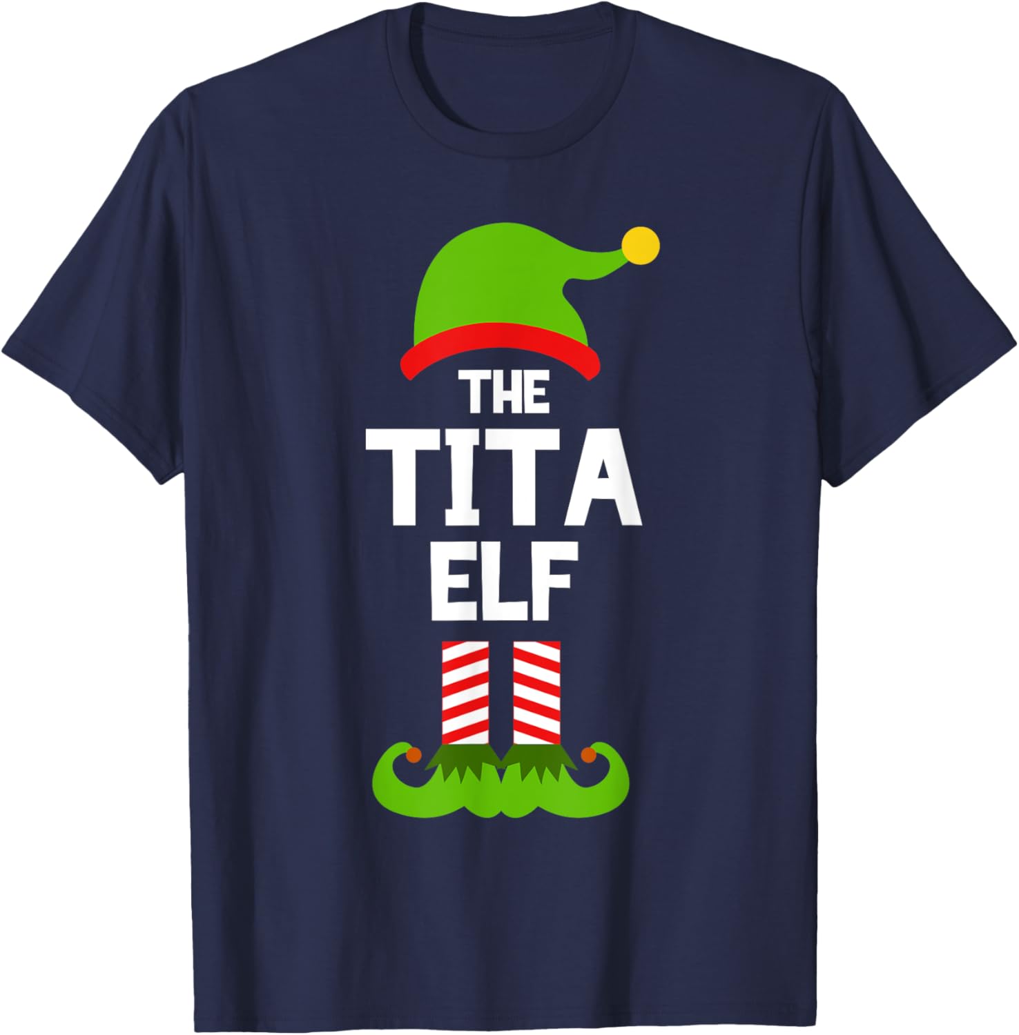 Family Tita Elf Christmas Matching Pajama Funny T-Shirt - T-Shirt | Navy