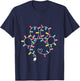 Dog Paw Print Lights Christmas Dog Lover Christmas Men Women Kids T-Shirt - T-Shirt | Navy