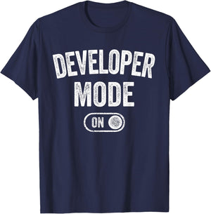 Developer Mode On Funny Code Writer Gift Programmer Engineer T-Shirt - T-Shirt | Navy