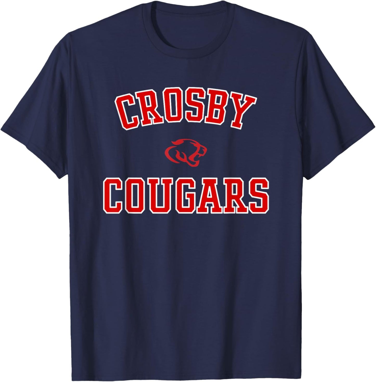 Crosby Cougars Logo Varsity HS T-Shirt - T-Shirt | Navy