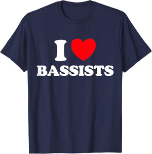 Bassist Heart Funny Cute Band Bass Instrument Player Fan T-Shirt - T-Shirt | Navy