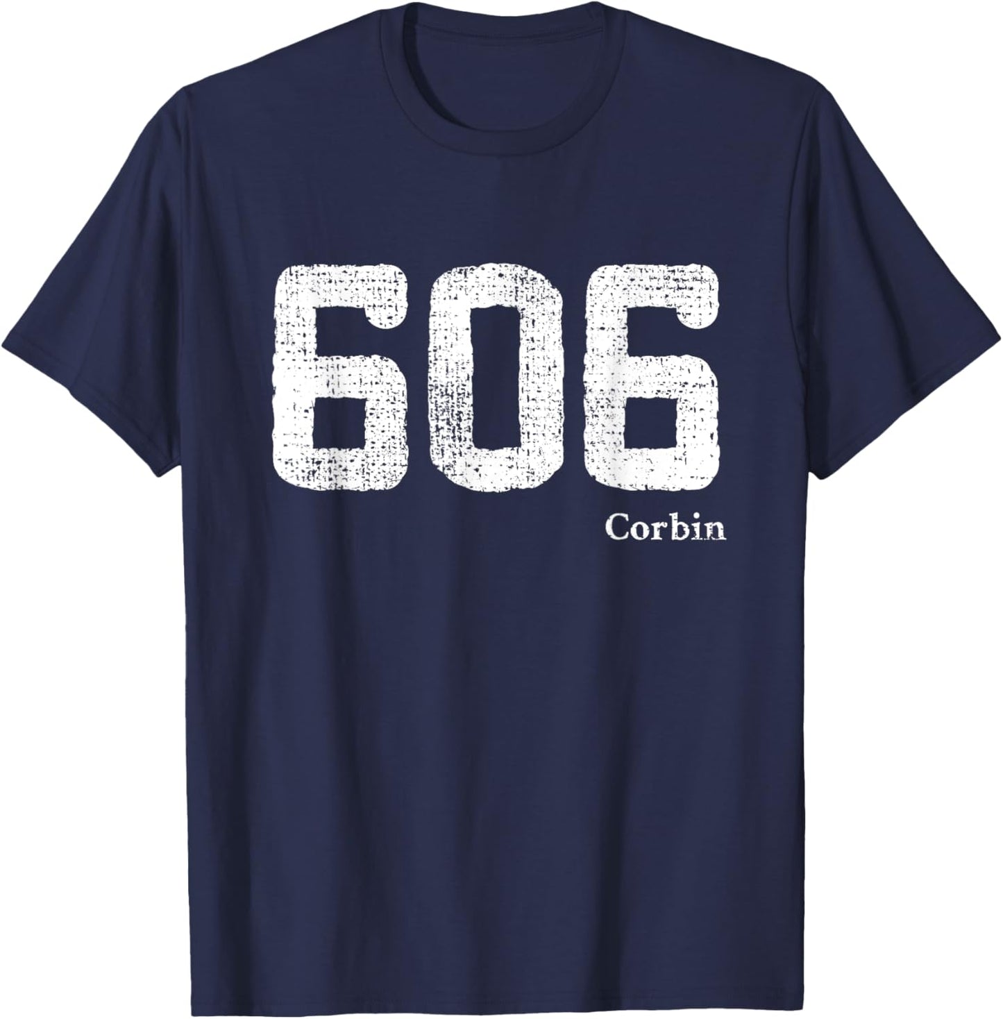 606 Area Code, Distressed, Corbin, Kentucky T-Shirt - T-Shirt | Navy
