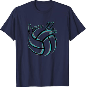 Parents Volleyball Team Game Day Teal & Black Splatter T-Shirt - T-Shirt | Navy