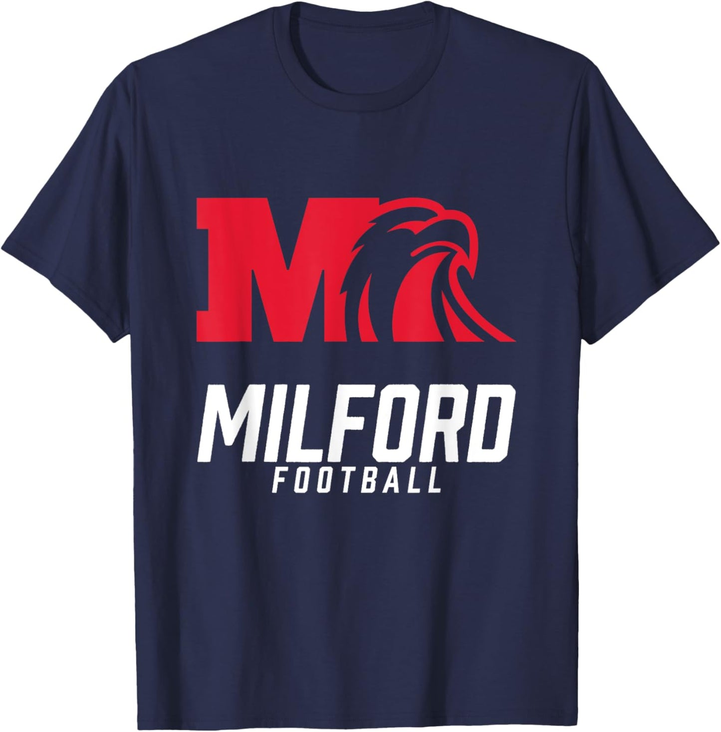 Milford Eagles Logo Football Team HS T-Shirt - T-Shirt | Navy