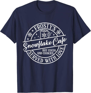 Classic Retro Frosty's Snowflake Cafe Coffee Lovers Xmas T-Shirt - T-Shirt | Navy