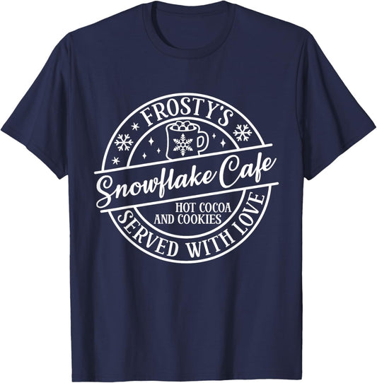 Classic Retro Frosty's Snowflake Cafe Coffee Lovers Xmas T-Shirt - T-Shirt | Navy