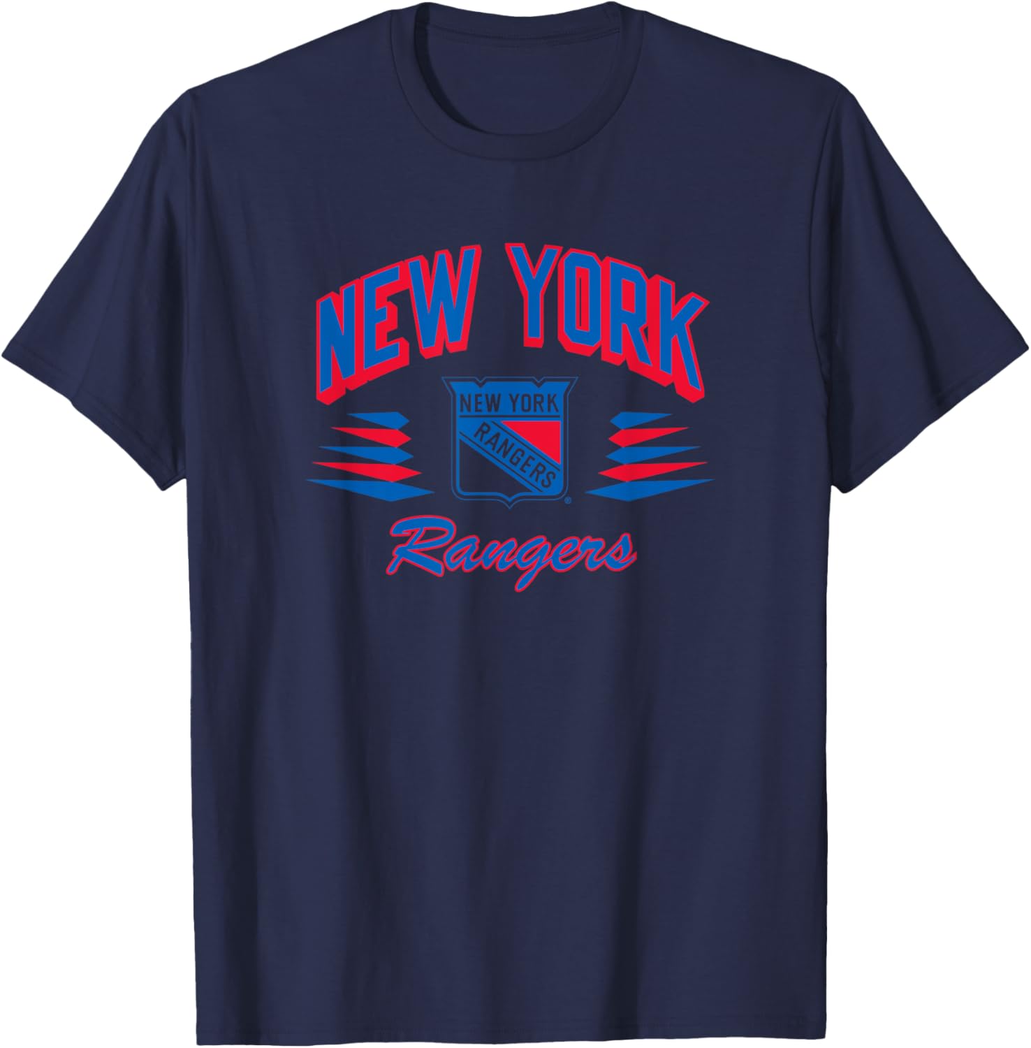 New York Rangers Retro Diamond White Officially Licensed T-Shirt - T-Shirt | Navy