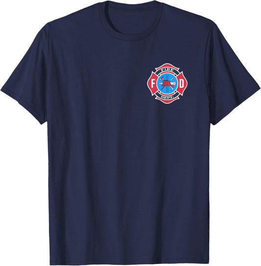 Fun Fireman Fire Department Logo Firefighter Costume T-Shirt - T-Shirt | Navy