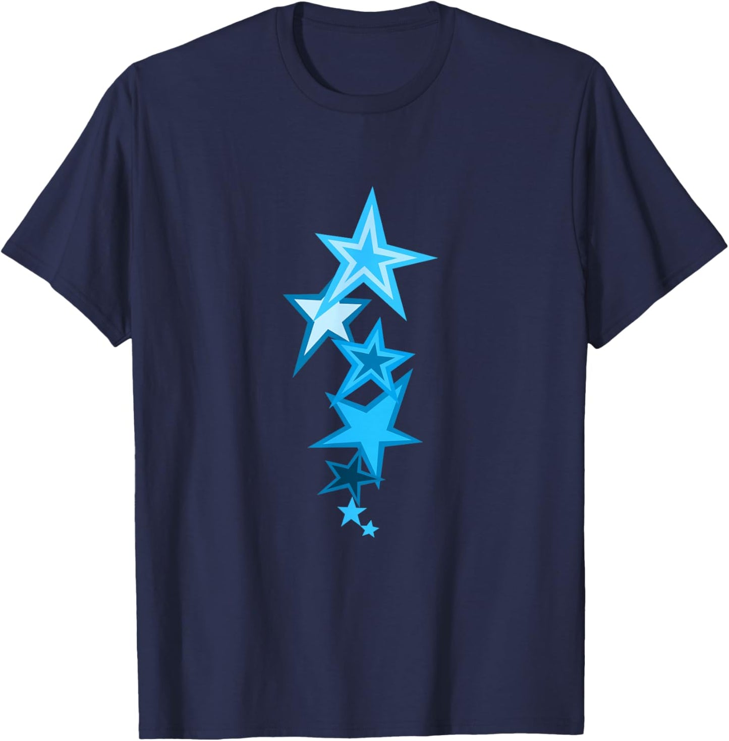 Blue Color Vertical Stars Blue Graphic T-Shirt - T-Shirt | Navy