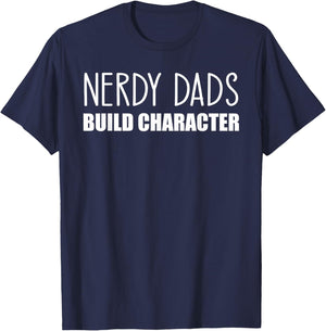 Nerdy Dads Build Character RPG Dice Father Humor T-Shirt - T-Shirt | Navy