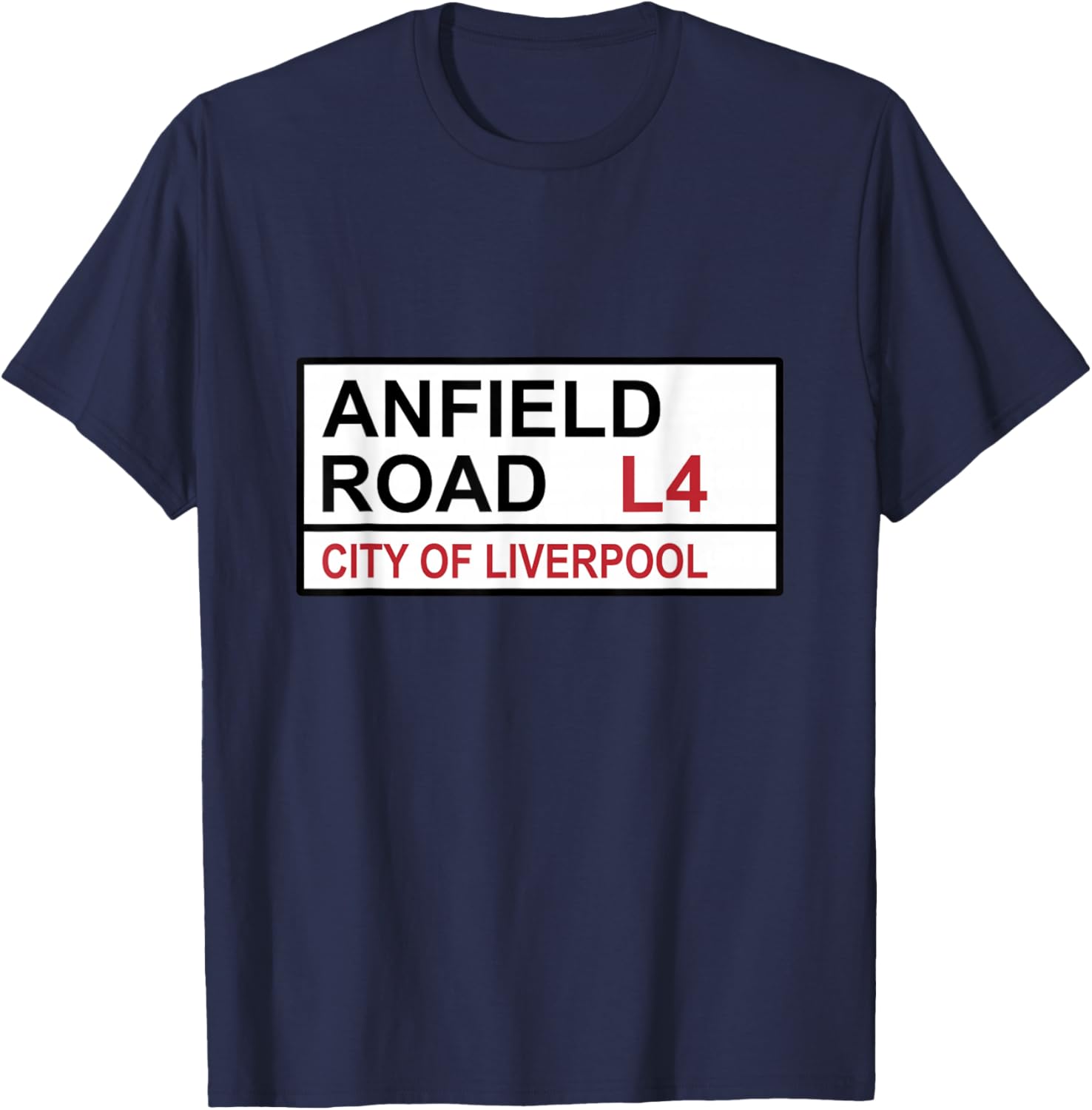 Liverpool Anfield Road Street Sign T-Shirt - T-Shirt | Navy