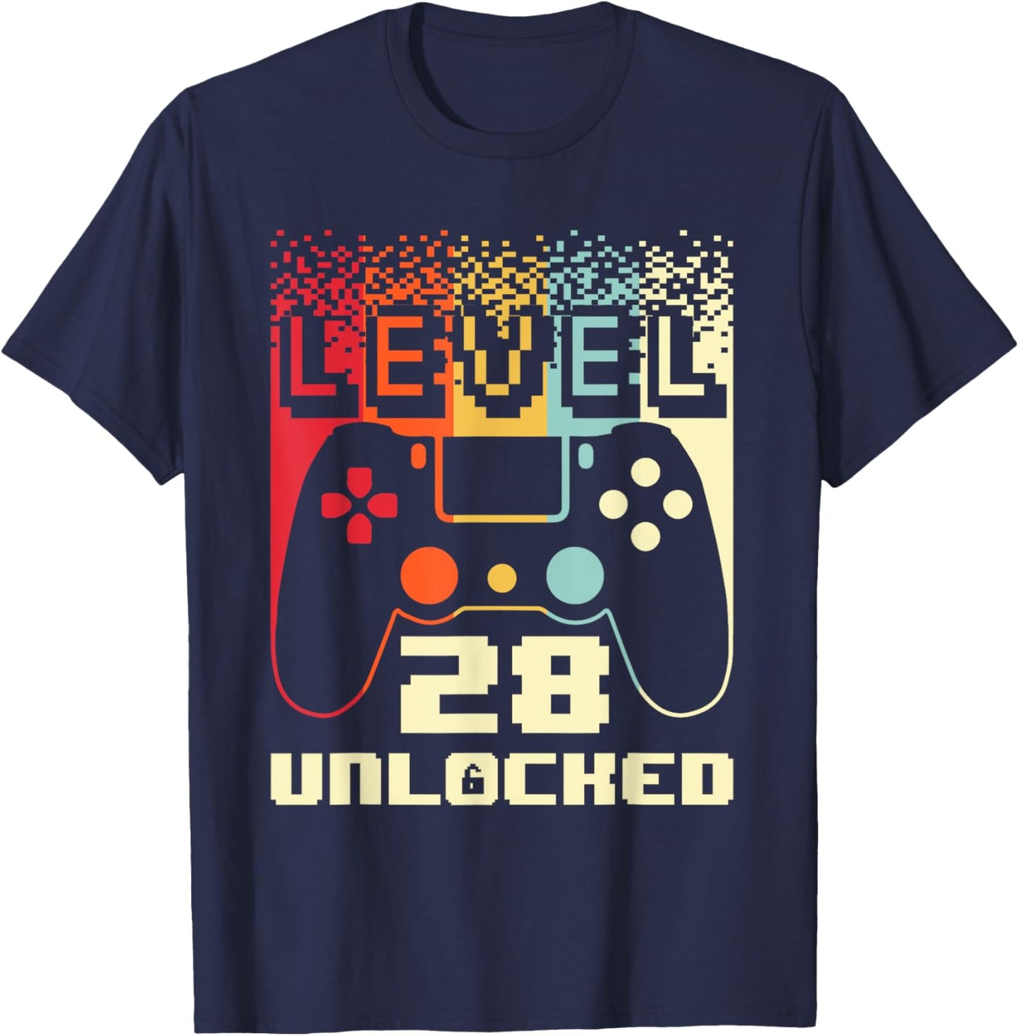 28th Birthday Level 28 Unlocked Gamer 28 Year Old T-Shirt - T-Shirt | Navy