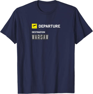 Anzeigetafel Flughafen Abflug Warschau T-Shirt - T-Shirt | Navy