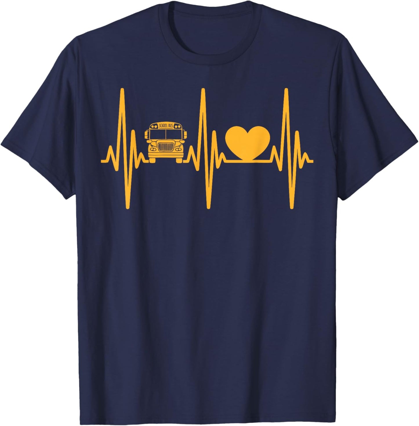 School Bus Driver Heart Yellow Bus T-Shirt - T-Shirt | Navy