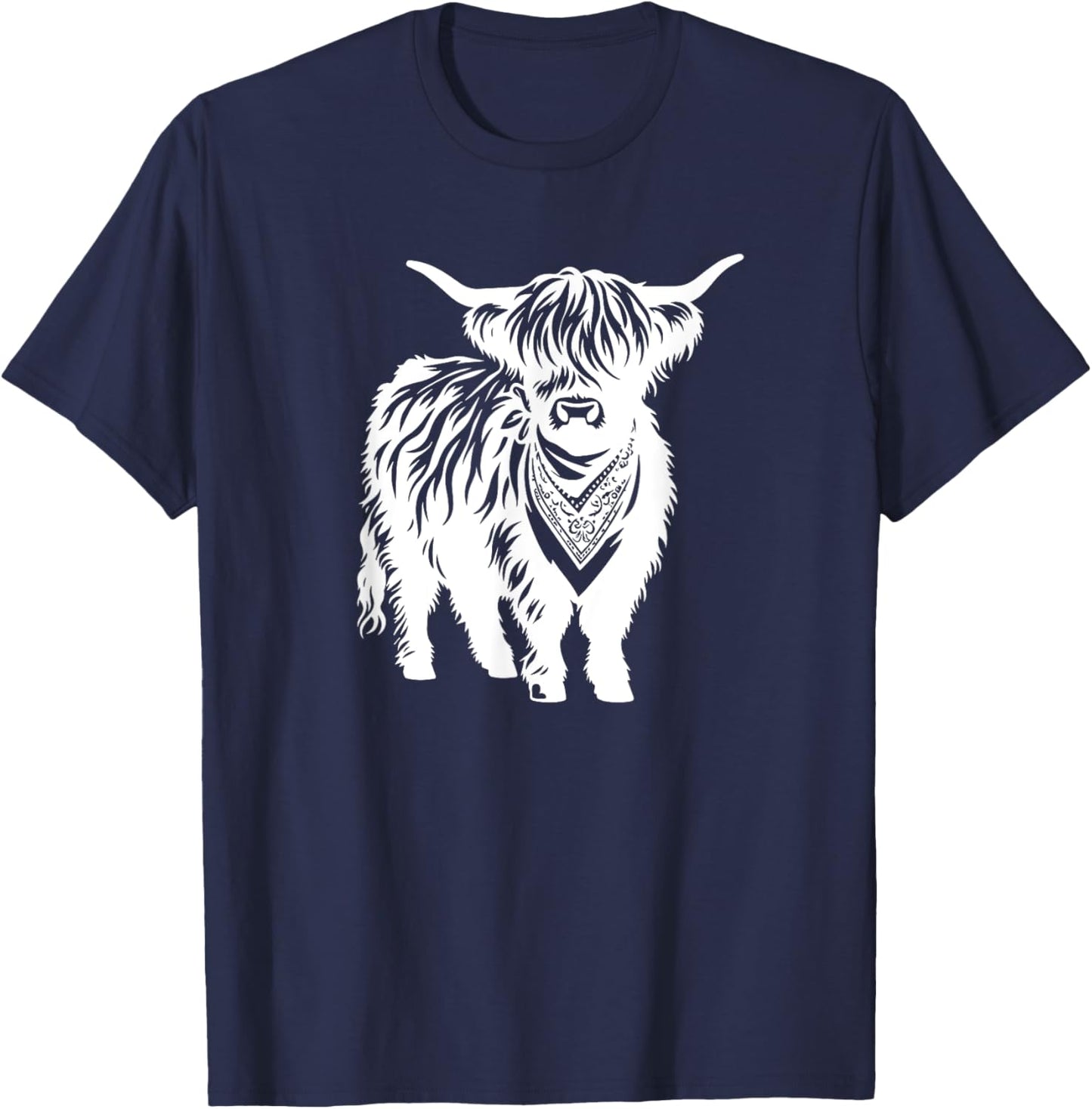 Cute Highland Cow Lover Farmer Men Women Boys Girls Cows T-Shirt - T-Shirt | Navy