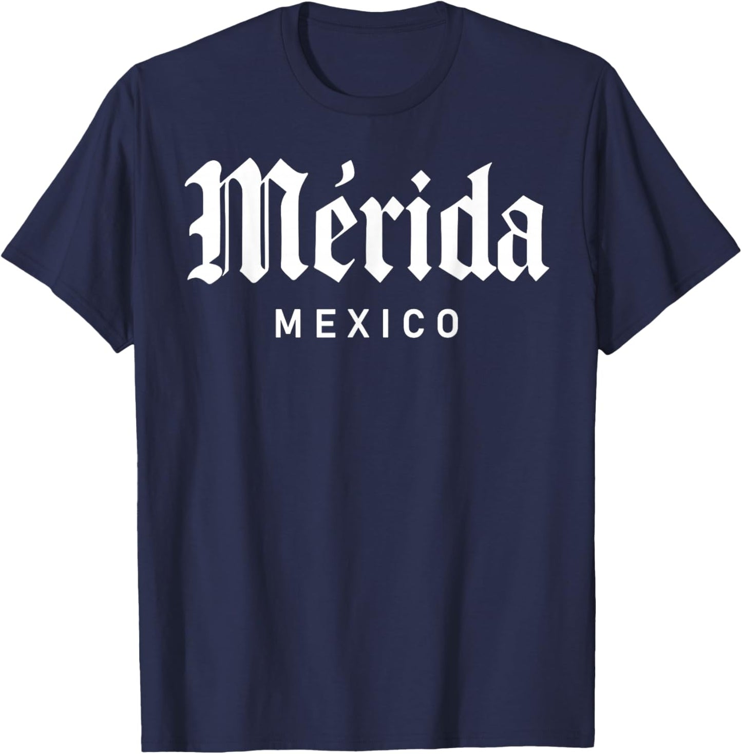 Merida Mexico Retro Yucatan Travel Art Cathedral Mexican T-Shirt - T-Shirt | Navy