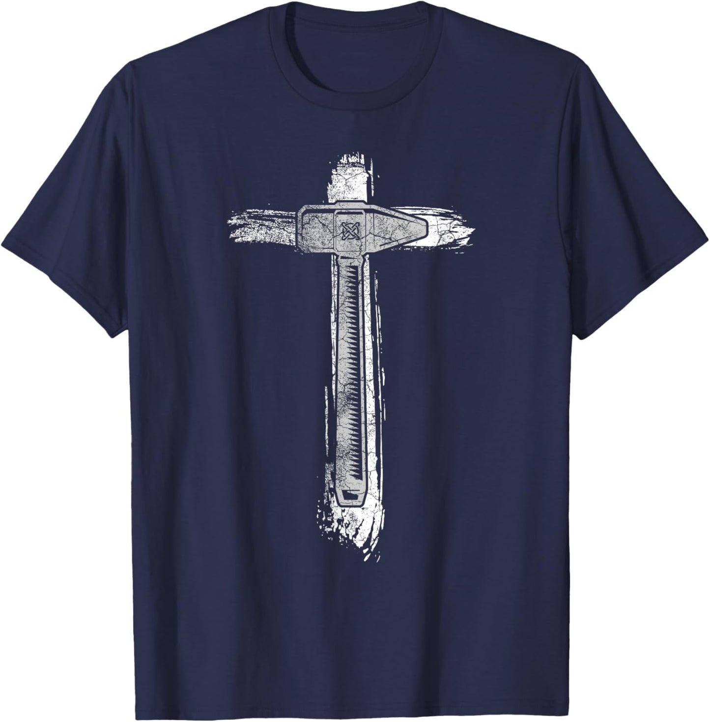 Blacksmith Hammer Cross | Christian Blacksmithing T-Shirt - T-Shirt | Navy