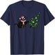 Cat Pushing Christmas Tree Women Kids T-Shirt - T-Shirt | Navy