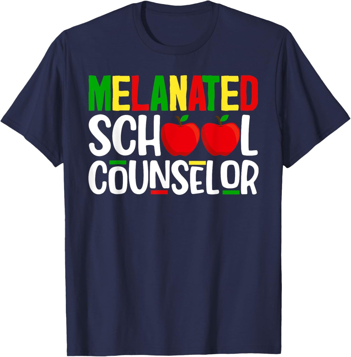 Melanated School Counselor African Black History Month T-Shirt - T-Shirt | Navy