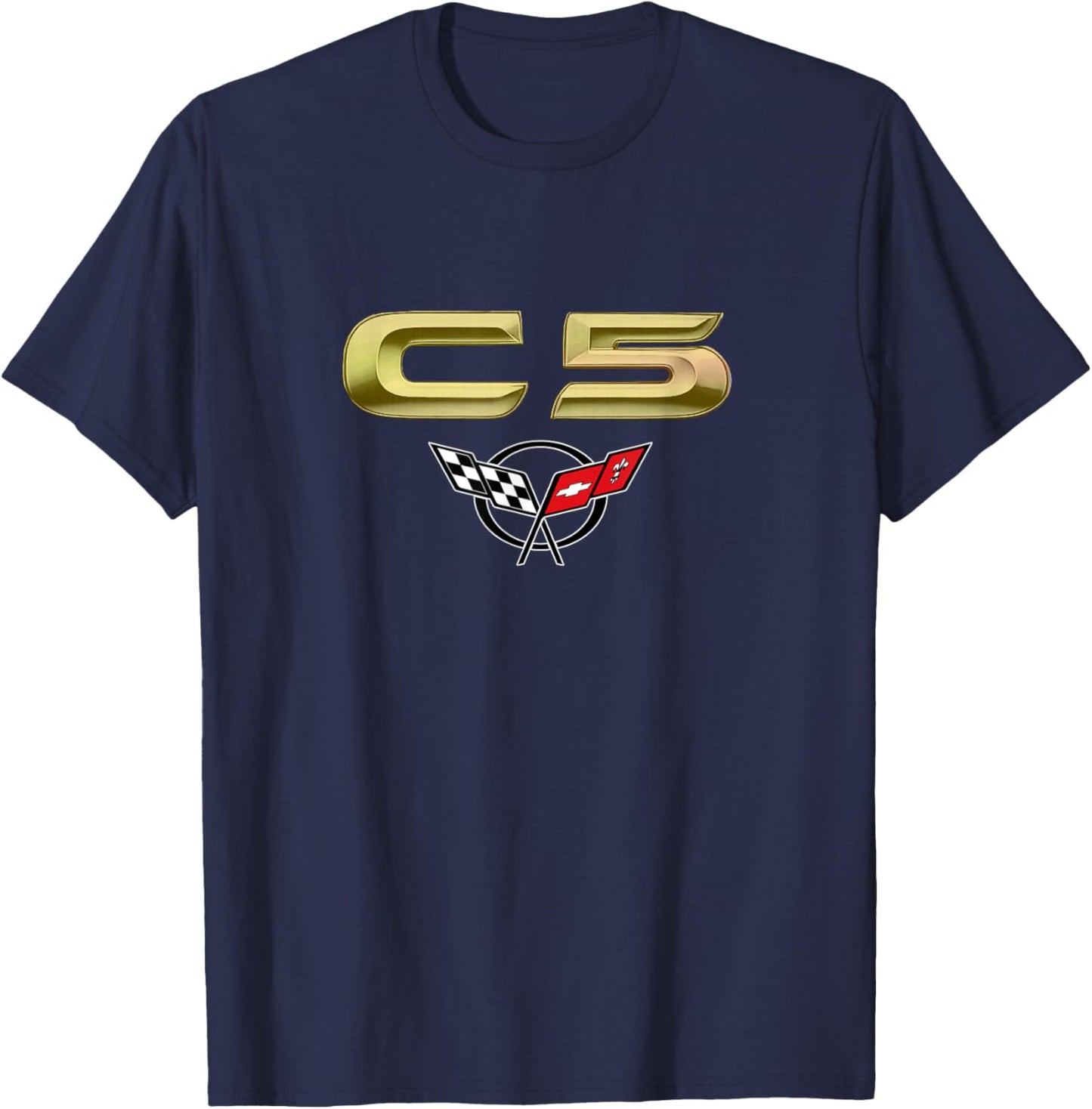 CLASSIC CAR EMBLEM 1990s C5 MUSCLE CAR VINTAGE BADGE CAR ART T-Shirt - T-Shirt | Navy
