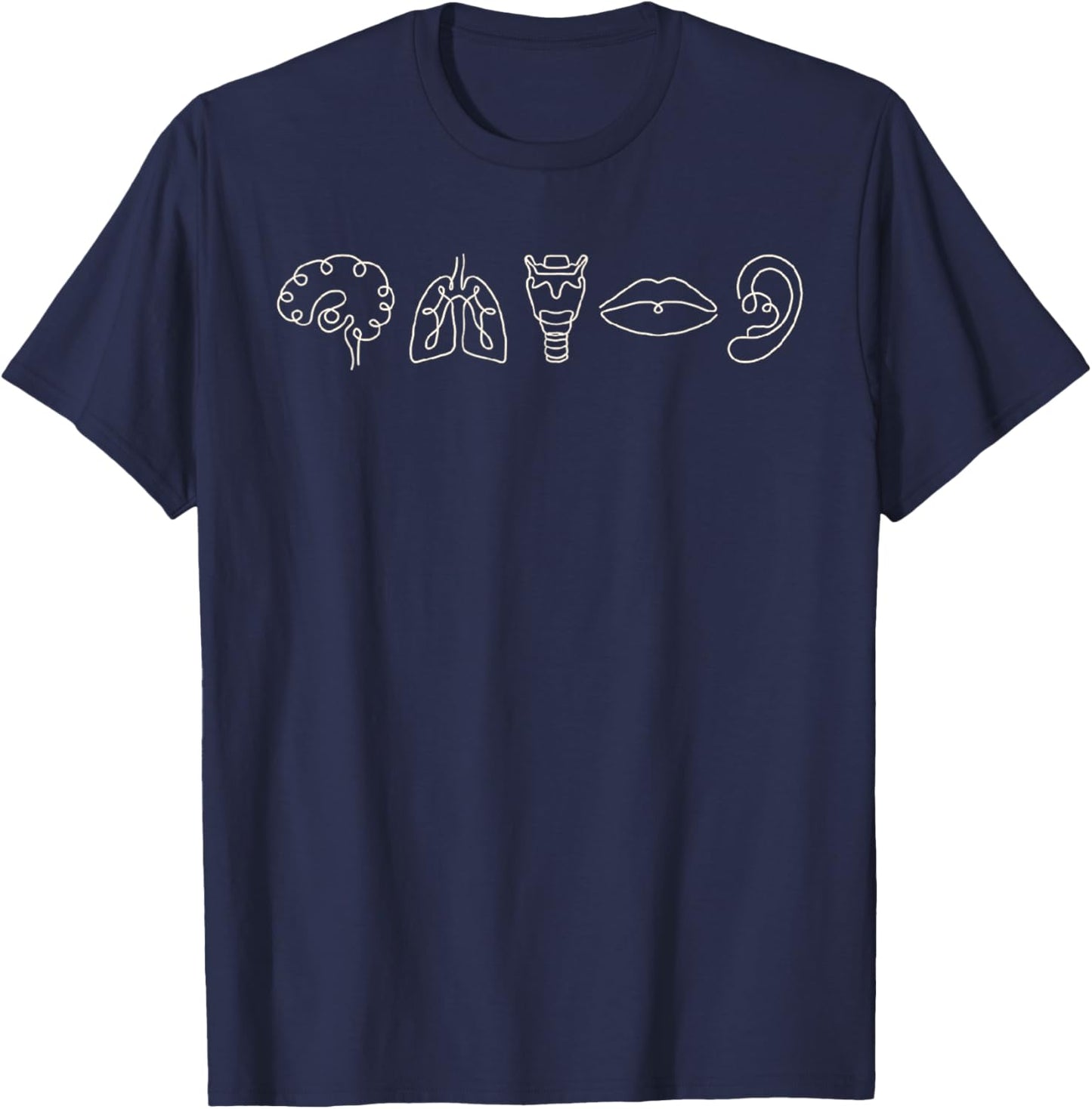 Speech Pathology Anatomy Brain Larynx Mouth Lungs SLP Sp T-Shirt - T-Shirt | Navy