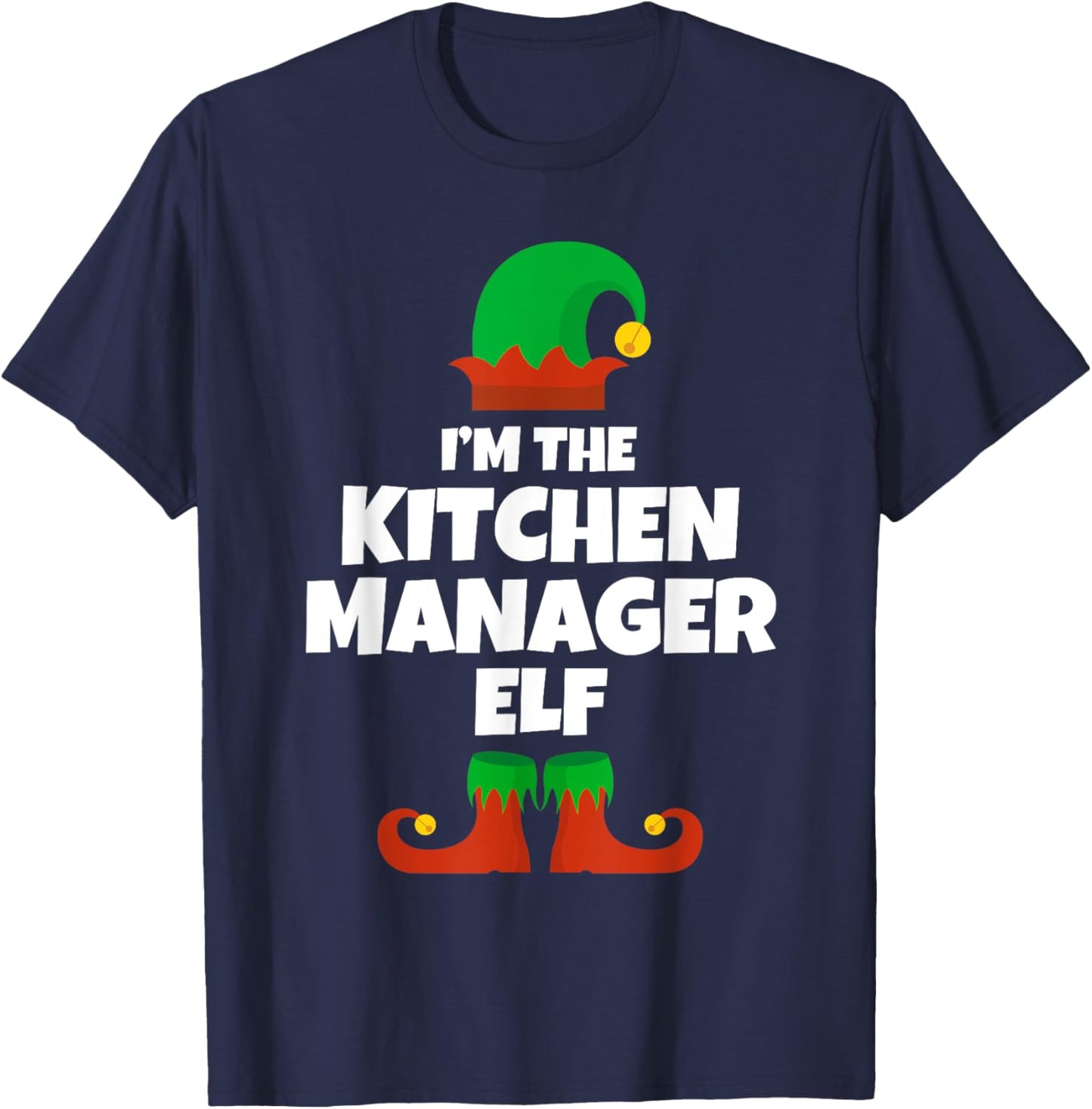 I'm The Kitchen Manager Elf Family Pajama Christmas Funny T-Shirt - T-Shirt | Navy