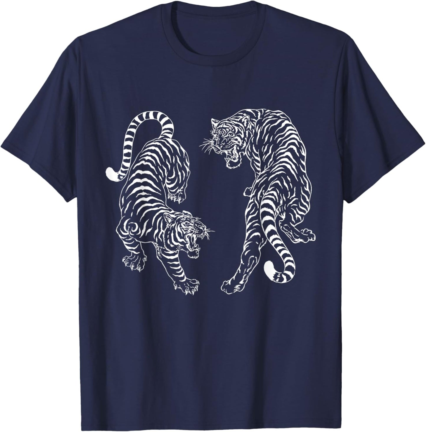 Thai Tattoo Twin Tiger Sak Yant Muay Thai Thailan Thailand T-Shirt - T-Shirt | Navy
