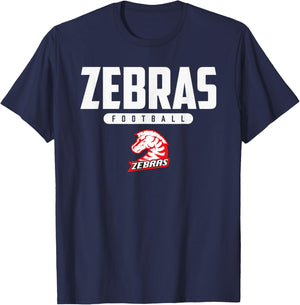 Claremore Zebras Logo Football HS T-Shirt - T-Shirt | Navy