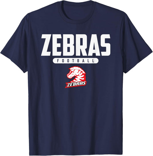 Claremore Zebras Logo Football HS T-Shirt - T-Shirt | Navy