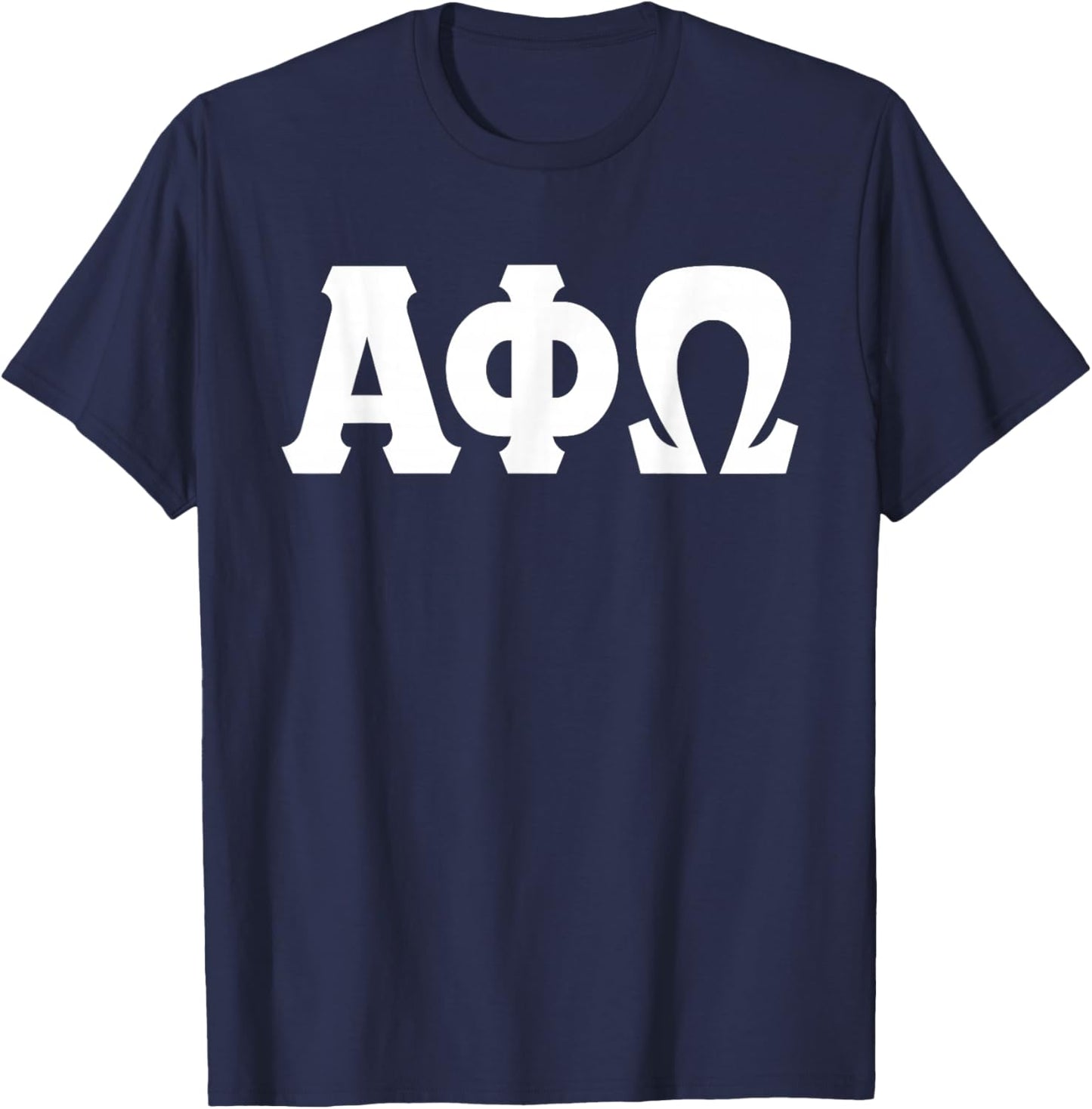 Licensed Alpha Phi Omega Classic Full Letter White T-Shirt - T-Shirt | Navy