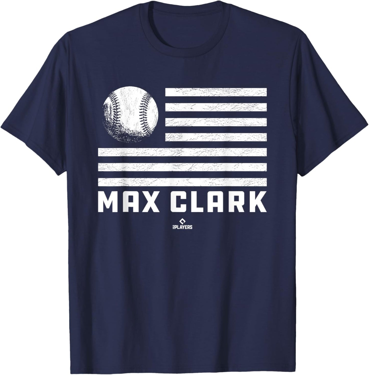 Flag Stripes Max Clark Prospect Baseball Fan Gear T-Shirt - T-Shirt | Navy