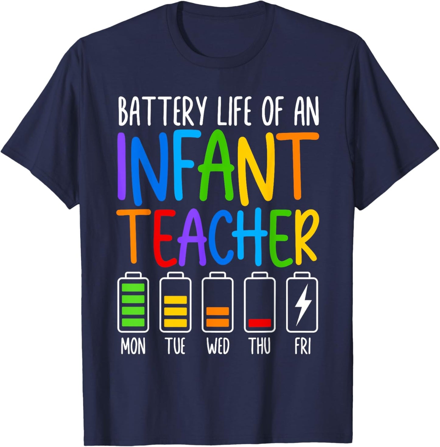 Battery Life Of A Infant Teacher Funny School Appreciation Women T-Shirt - T-Shirt | Navy