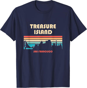 Treasure Island San Francisco California Retro Vintage T-Shirt - T-Shirt | Navy