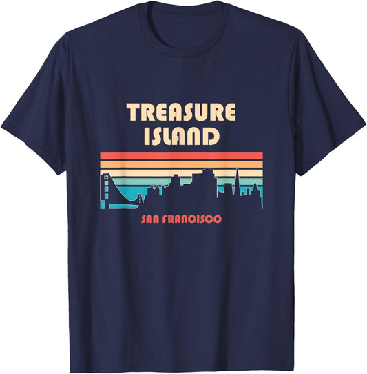 Treasure Island San Francisco California Retro Vintage T-Shirt - T-Shirt | Navy
