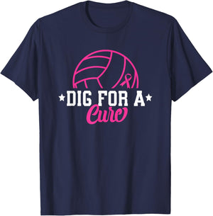 Dig For A Cure Breast Cancer Awareness Volleyball Pink Women T-Shirt - T-Shirt | Navy