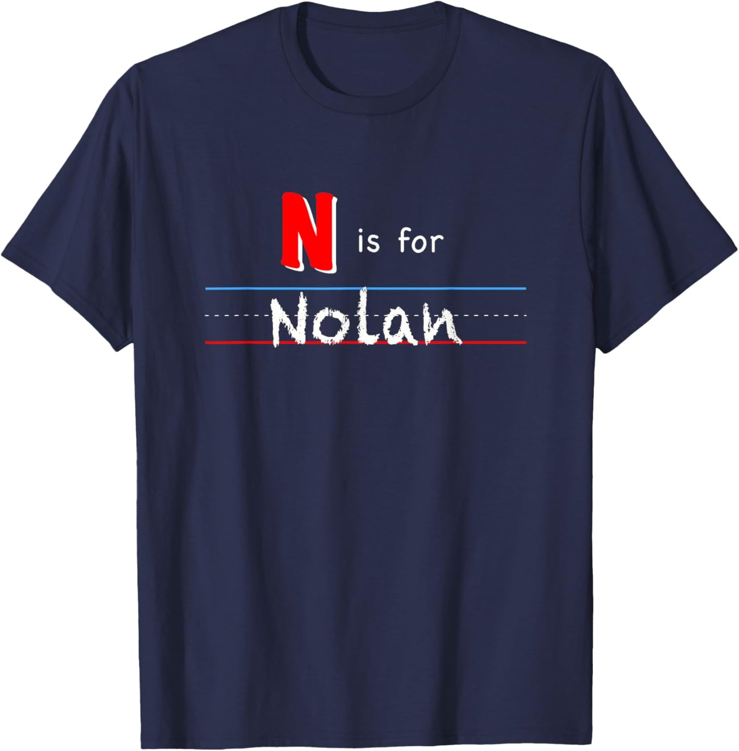 N Is For Nolan, boys custom personalized name kids school T-Shirt - T-Shirt | Navy