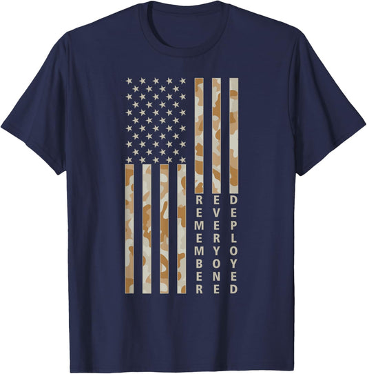 RED Friday Remember Everyone Deployed Camo Flag Tan Military T-Shirt - T-Shirt | Navy