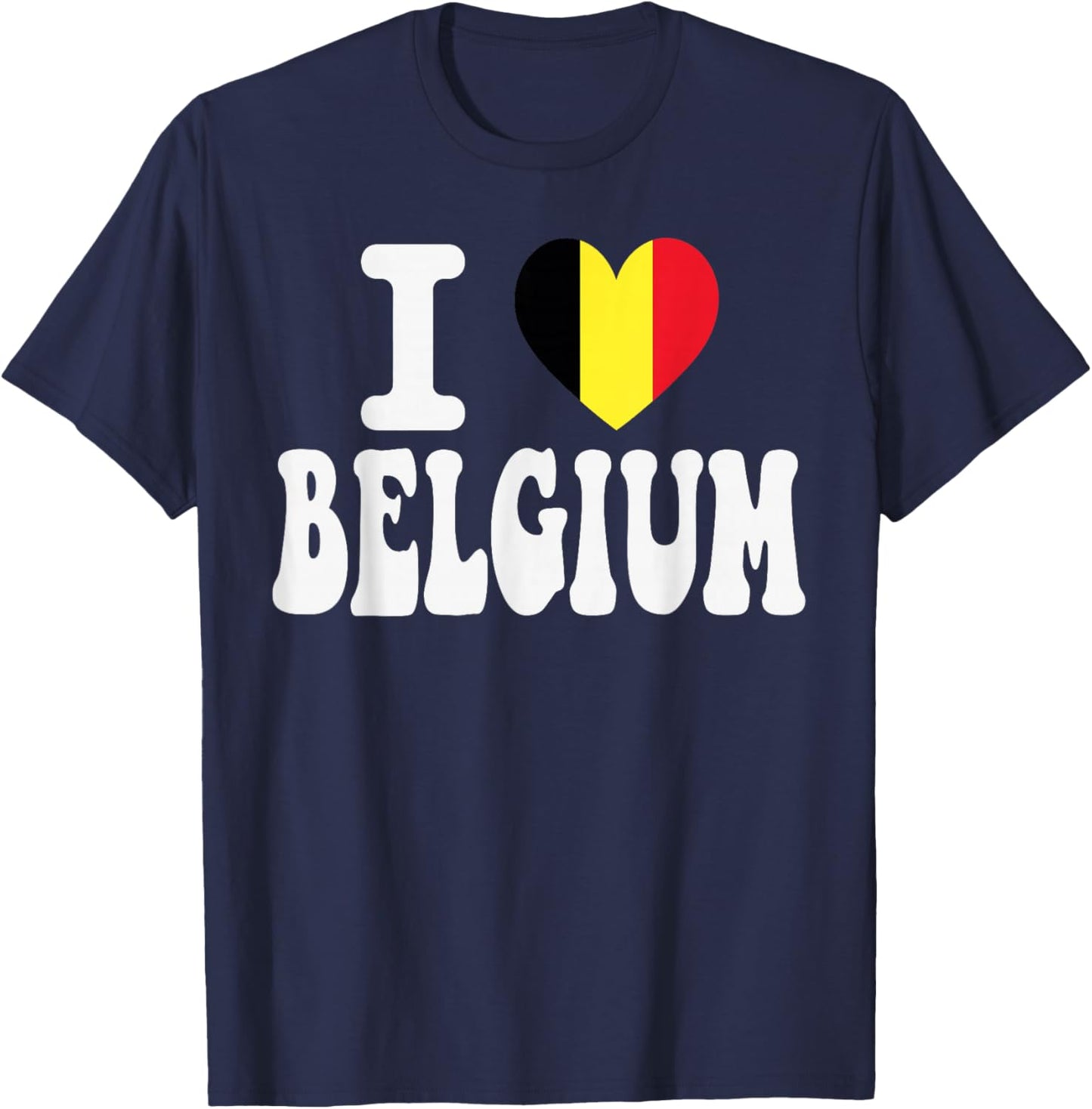 I Love Belgium Heart Flag Retro Travel Souvenir T-Shirt - T-Shirt | Navy