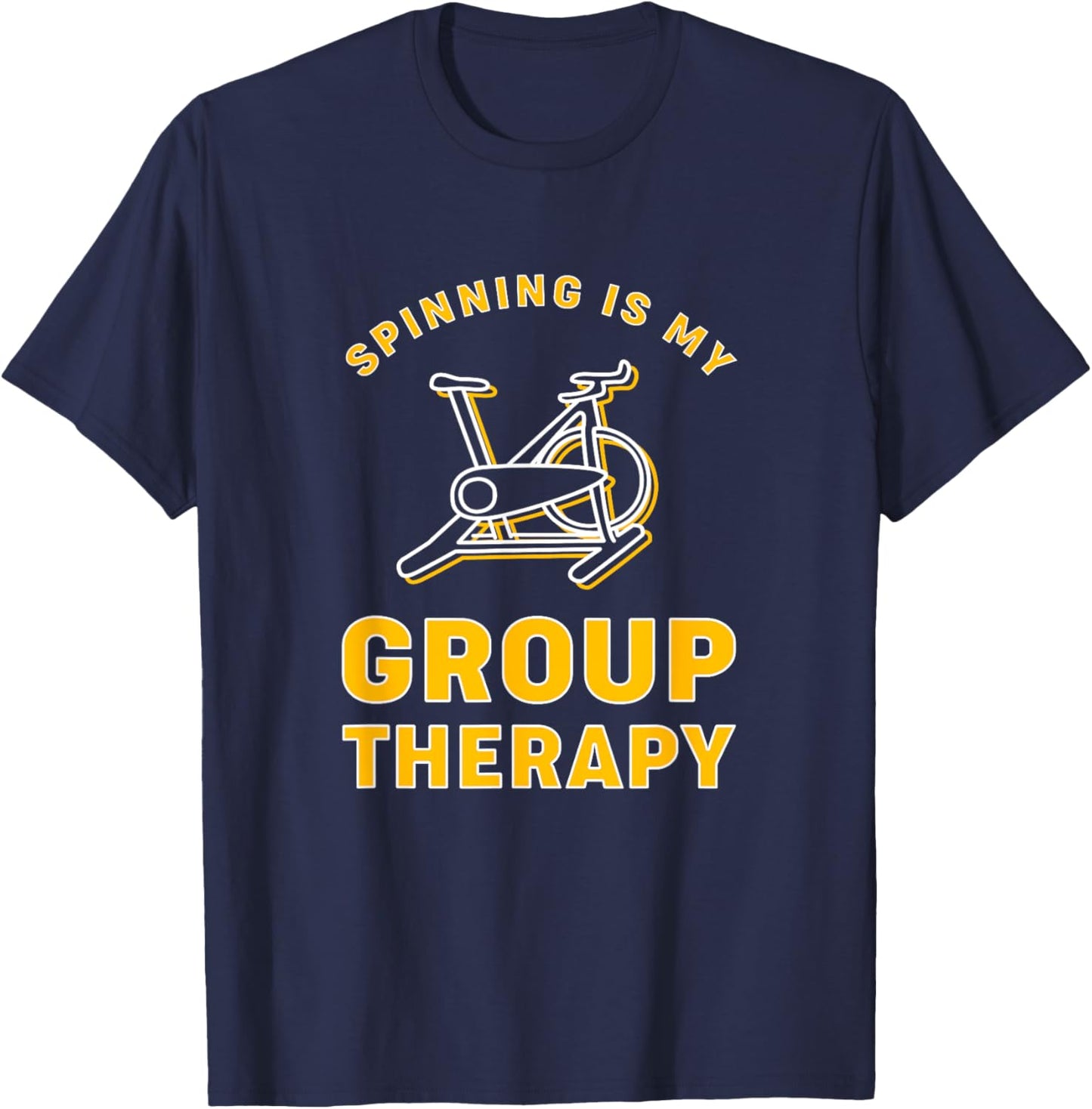 Funny Spin Class Spinning Is My Group Therapy T-Shirt - T-Shirt | Navy