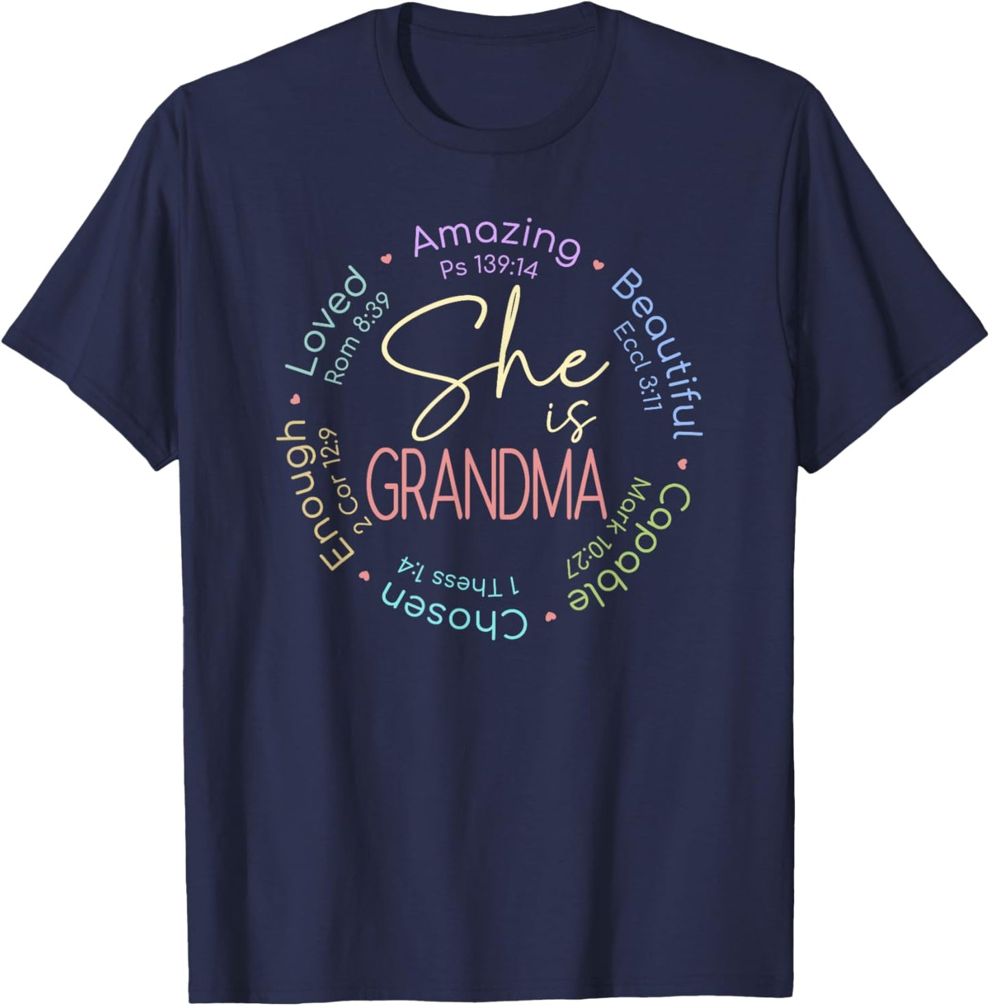 She Is Grandma Christian Bible Verse Gift T-Shirt - T-Shirt | Navy