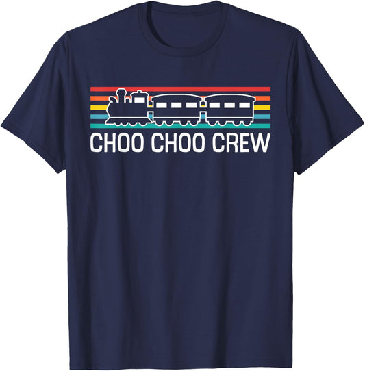 Choo Choo Crew Railway Train Birthday T-Shirt - T-Shirt | Navy