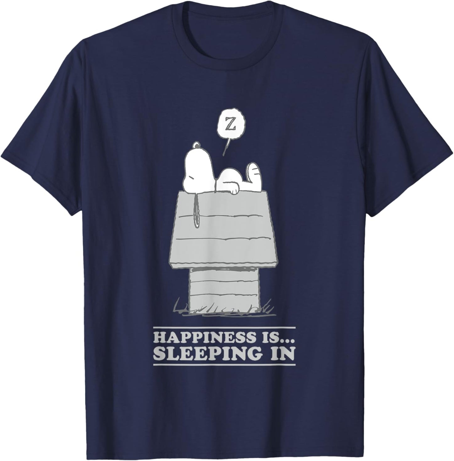 Peanuts Happiness Is Sleeping In Snoopy T-Shirt - T-Shirt | Navy