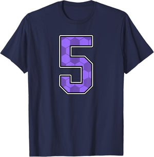 Purple Soccer Pattern Number 5 Jersey Player Uniform #5 T-Shirt - T-Shirt | Navy