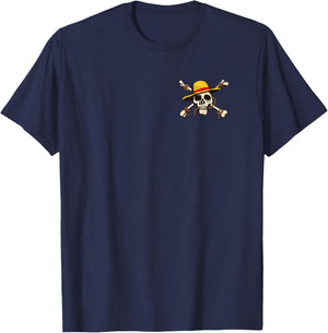 One Piece Stacked Logos Front Back T-Shirt - T-Shirt | Navy