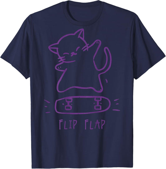 Hip Hop Cat Y2K Retro Vintage Edgy Back Print Streetwear Cat Women Kids T-Shirt - T-Shirt | Navy