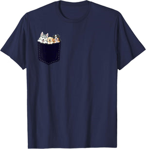 Cute Pocket Dog , Funny Puppy Lover Pet Art T-Shirt - T-Shirt | Navy